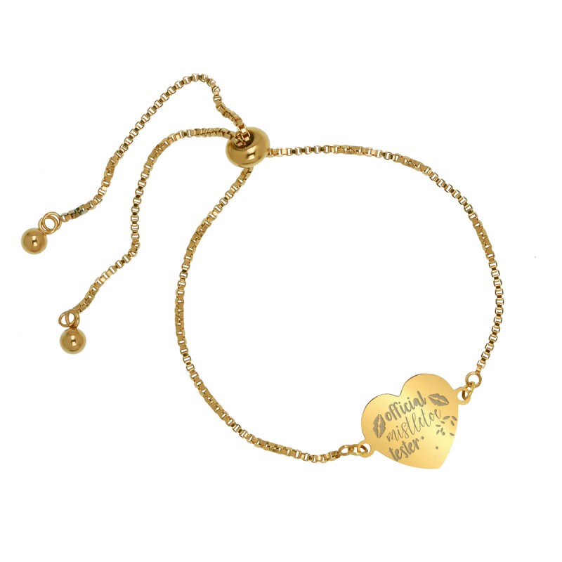 Bratara Gravata Aurie din Inox Inima Mistletoe Tester