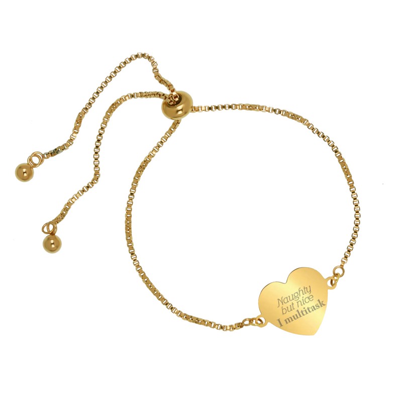Bratara Gravata Aurie din Inox Inima Naughty but Nice