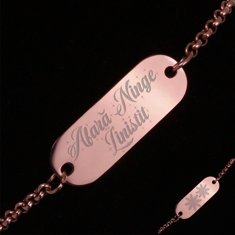 Bratara Gravata Rose Gold din Inox Oval Afara Ninge Linistit