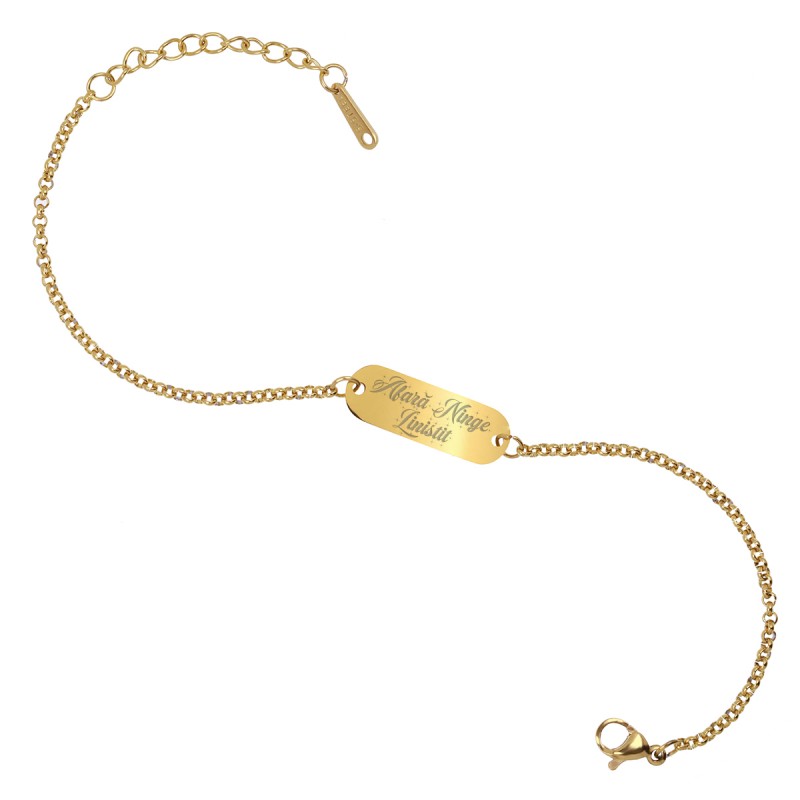 Bratara Gravata Aurie din Inox Oval Afara Ninge Linistit