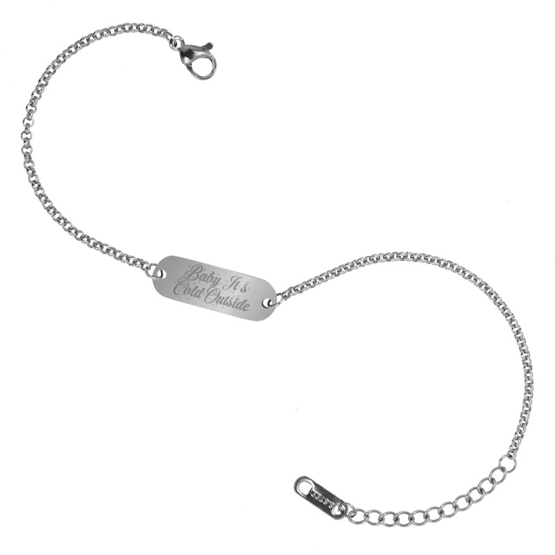 Bratara Gravata Argintie din Inox Oval Baby It's Cold Outside