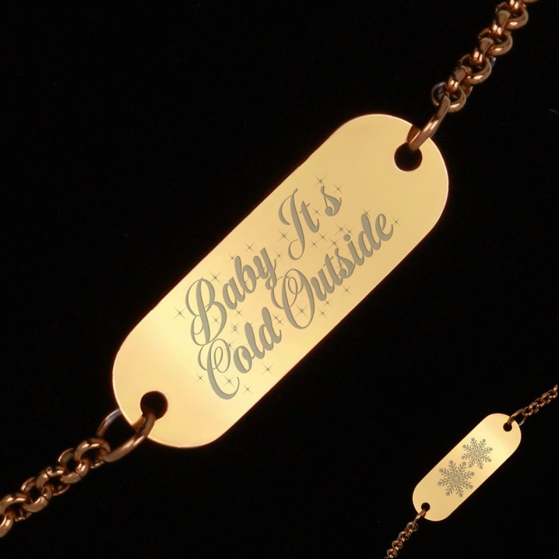 Bratara Gravata Aurie din Inox Oval Baby It's Cold Outside