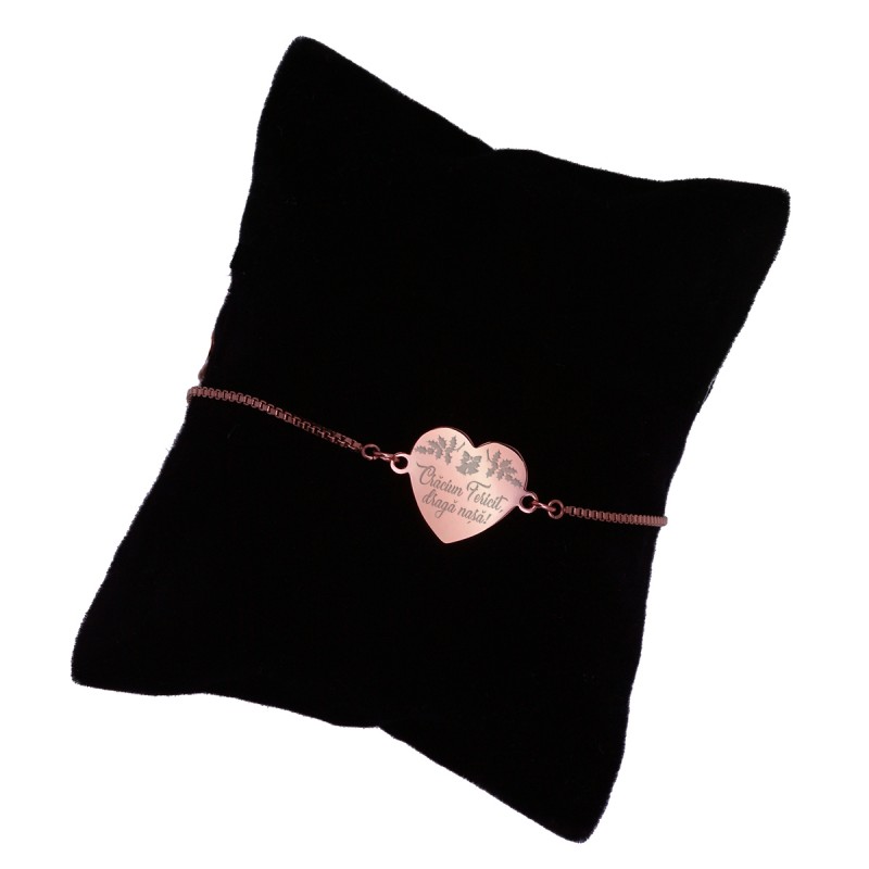 Bratara Gravata Rose Gold din Inox Inima Craciun Fericit Nasa