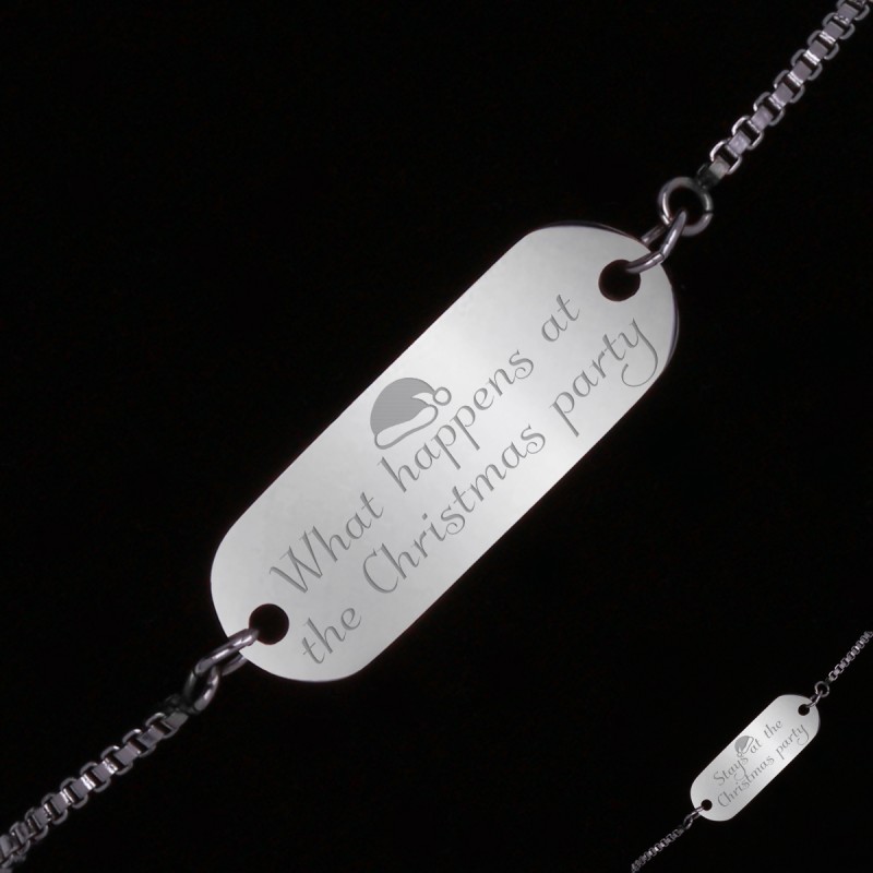 Bratara Gravata Argintie din Inox Oval Christmas Party