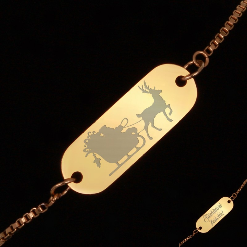 Bratara Gravata Aurie din Inox Oval Sarbatori Fericite