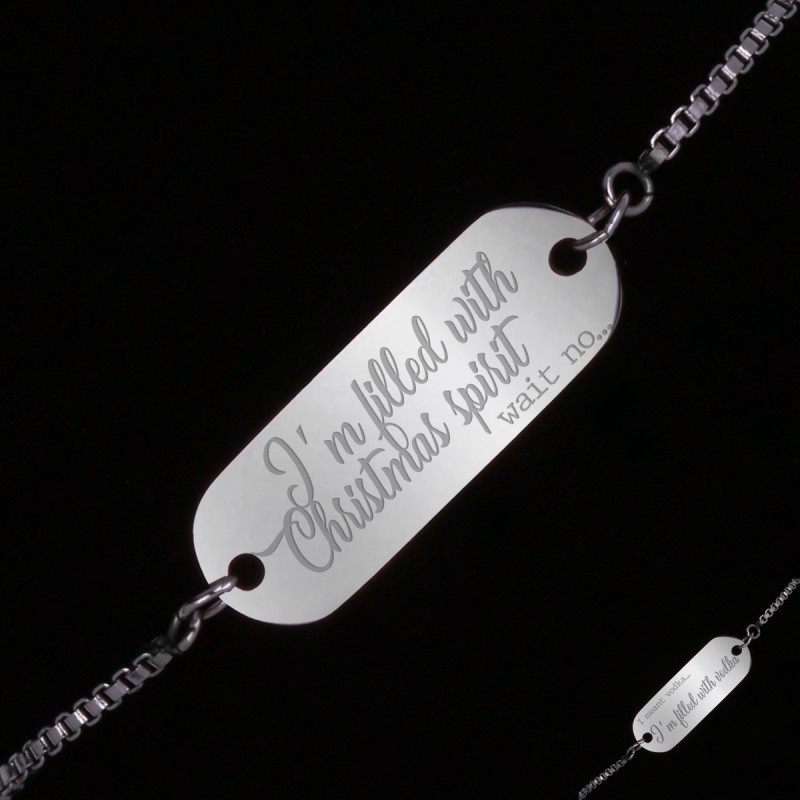 Bratara Gravata Argintie din Inox Oval Christmas Spirit