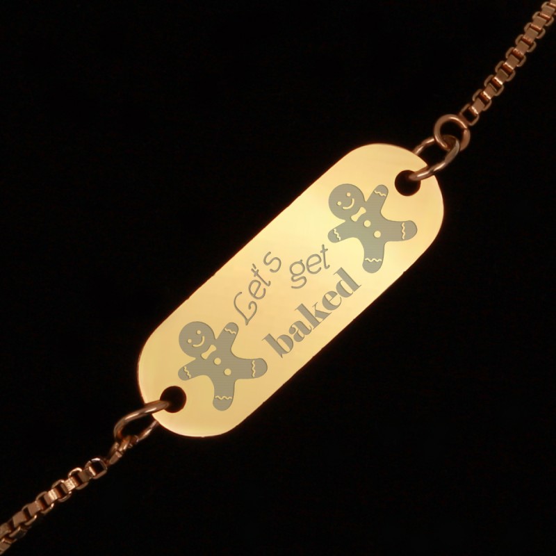 Bratara Gravata Aurie din Inox Oval Let's Get Baked