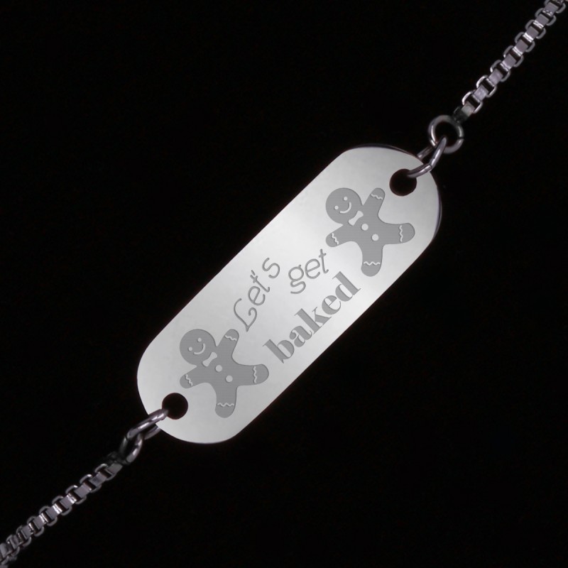 Bratara Gravata Argintie din Inox Oval Let's Get Baked