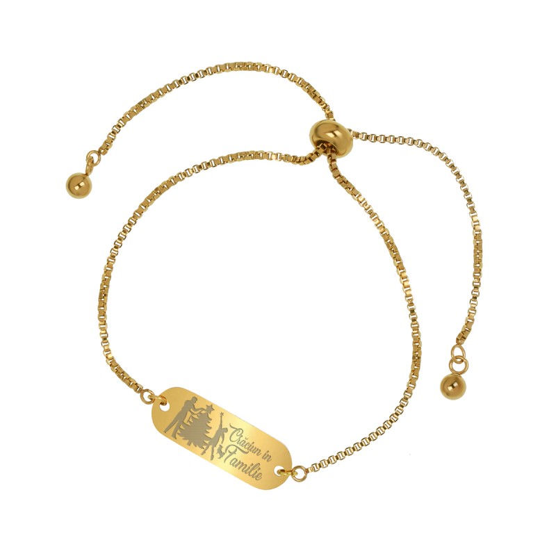 Bratara Gravata Aurie din Inox Oval Craciun in Familie