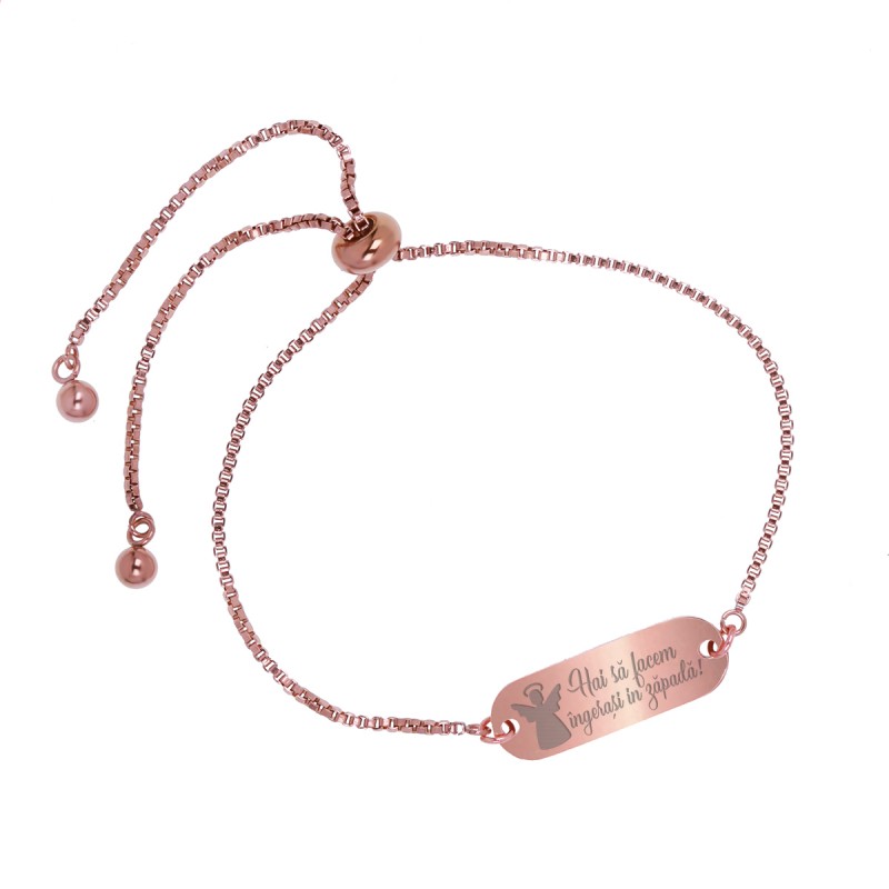 Bratara Gravata Rose Gold din Inox Oval Ingerasi in Zapada