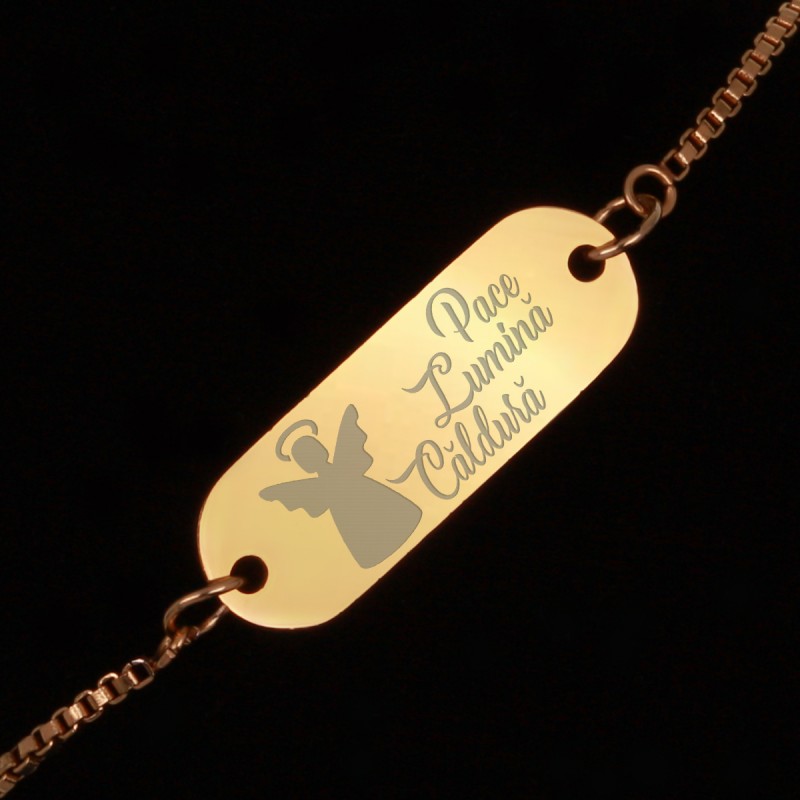 Bratara Gravata Aurie din Inox Oval Pace Lumina Caldura