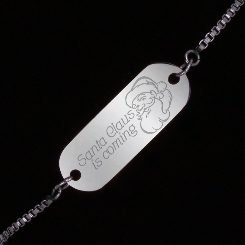 Bratara Gravata Argintie din Inox Oval Santa Claus