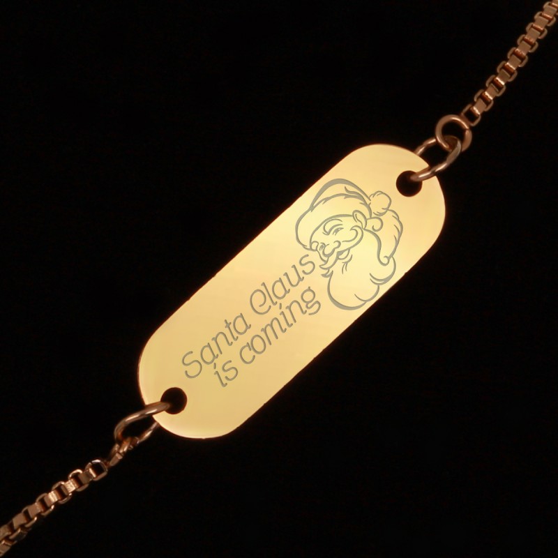 Bratara Gravata Aurie din Inox Oval Santa Claus