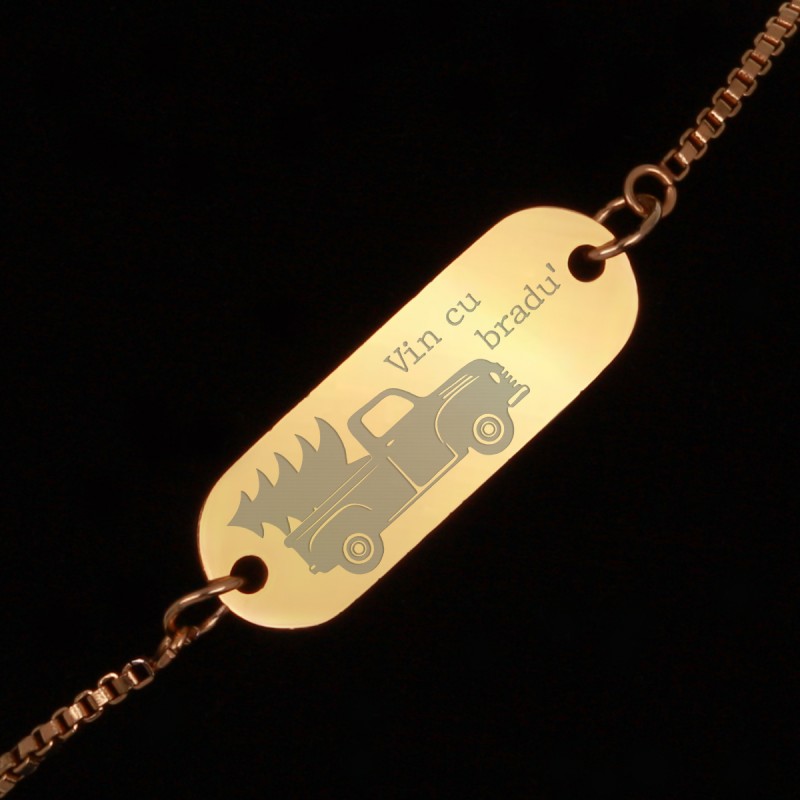 Bratara Gravata Aurie din Inox Oval Vin cu Bradul