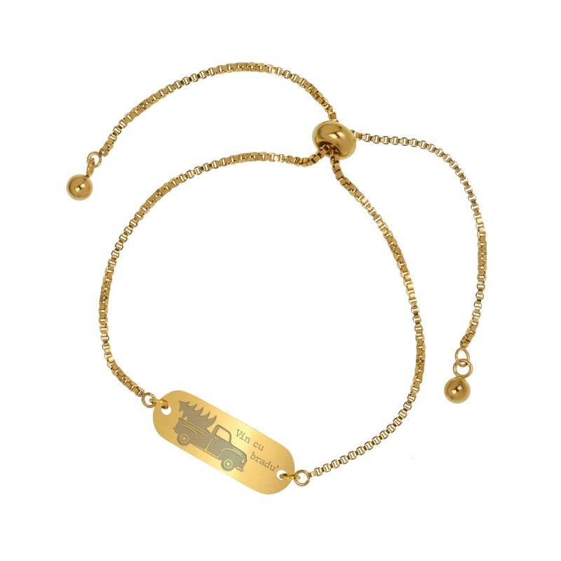 Bratara Gravata Aurie din Inox Oval Vin cu Bradul
