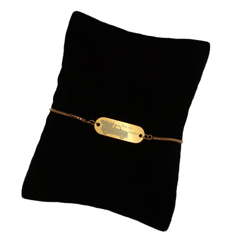 Bratara Gravata Aurie din Inox Oval Vin cu Bradul