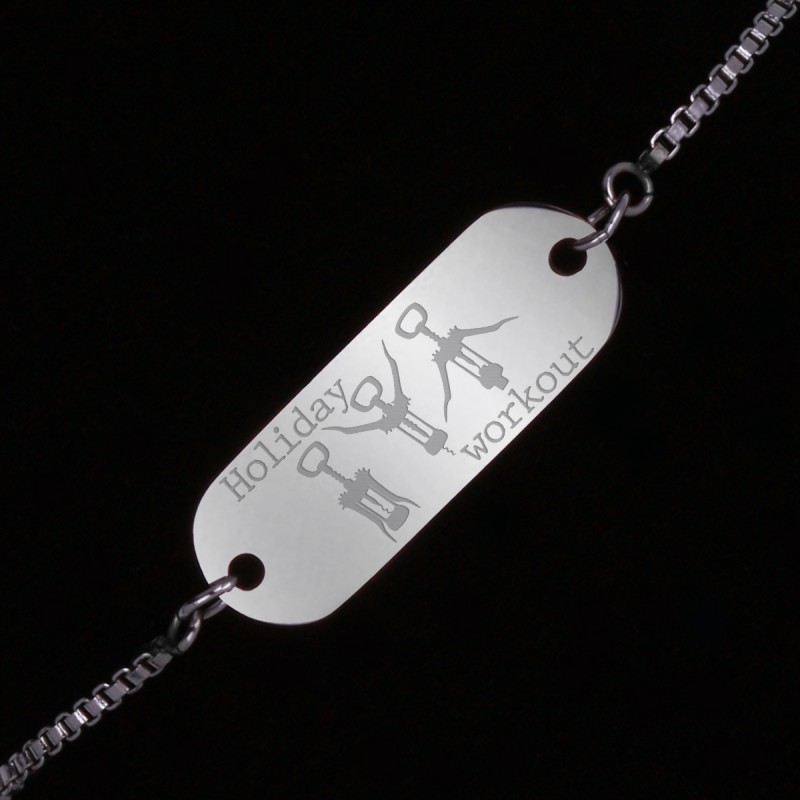 Bratara Gravata Argintie din Inox Oval Workout