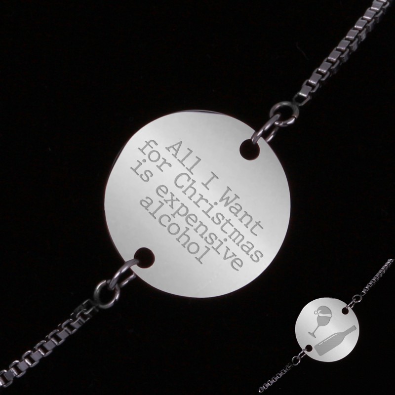 Bratara Gravata Argintie din Inox Rotund Christmas Wishes