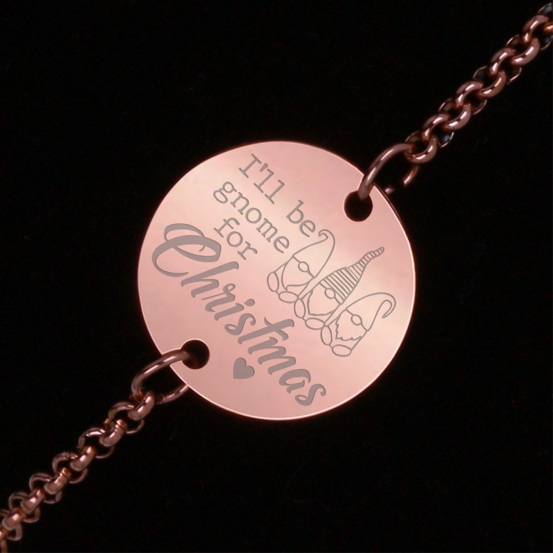 Bratara Gravata Rose Gold din Inox Rotund Gnome for Christmas