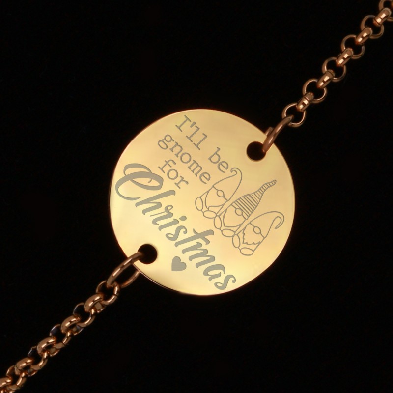 Bratara Gravata Aurie din Inox Rotund Gnome for Christmas