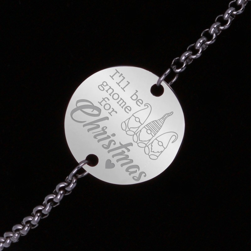 Bratara Gravata Argintie din Inox Rotund Gnome for Christmas