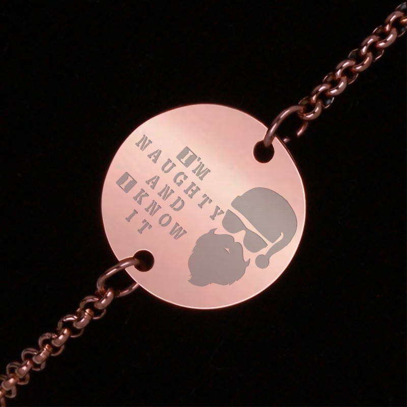 Bratara Gravata Rose Gold din Inox Rotund I'm Naughty