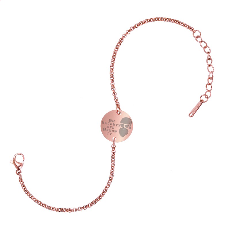 Bratara Gravata Rose Gold din Inox Rotund I'm Naughty