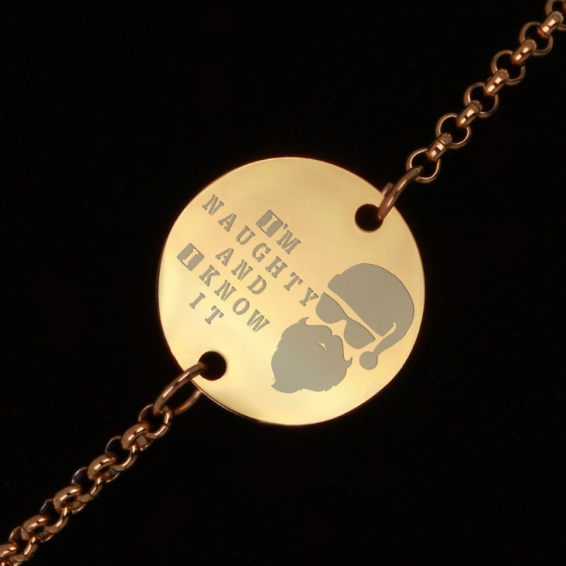 Bratara Gravata Aurie din Inox Rotund I'm Naughty