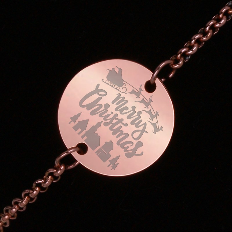 Bratara Gravata Rose Gold din Inox Rotund Merry Christmas