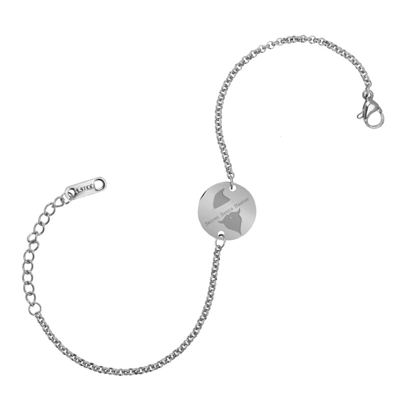 Bratara Gravata Argintie din Inox Rotund Secret Santa