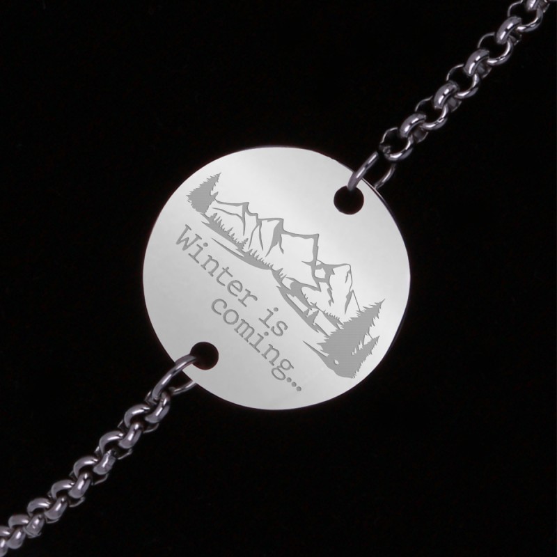 Bratara Gravata Argintie din Inox Rotund Vine Iarna