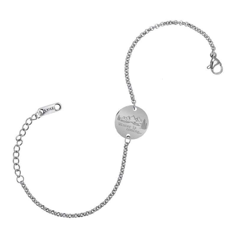 Bratara Gravata Argintie din Inox Rotund Vine Iarna