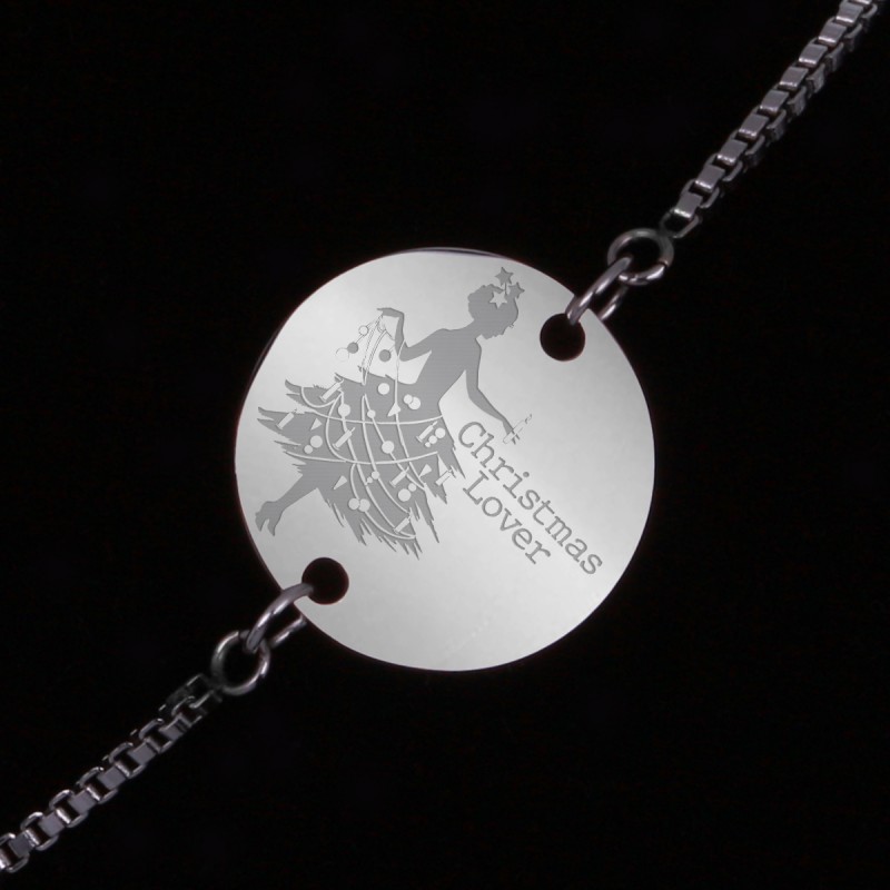 Bratara Gravata Argintie din Inox Rotund Christmas Lover