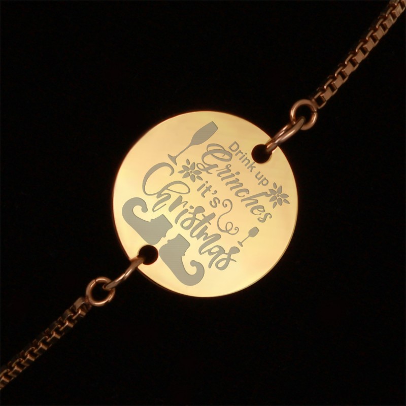 Bratara Gravata Aurie din Inox Rotund It's Christmas