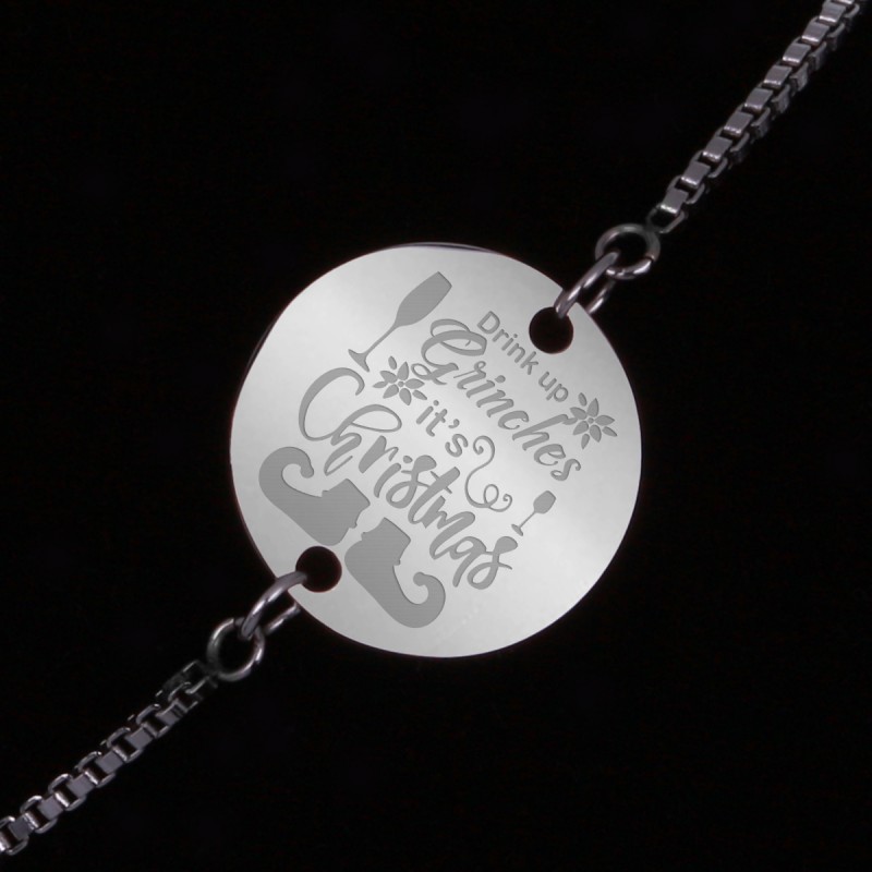 Bratara Gravata Argintie din Inox Rotund It's Christmas