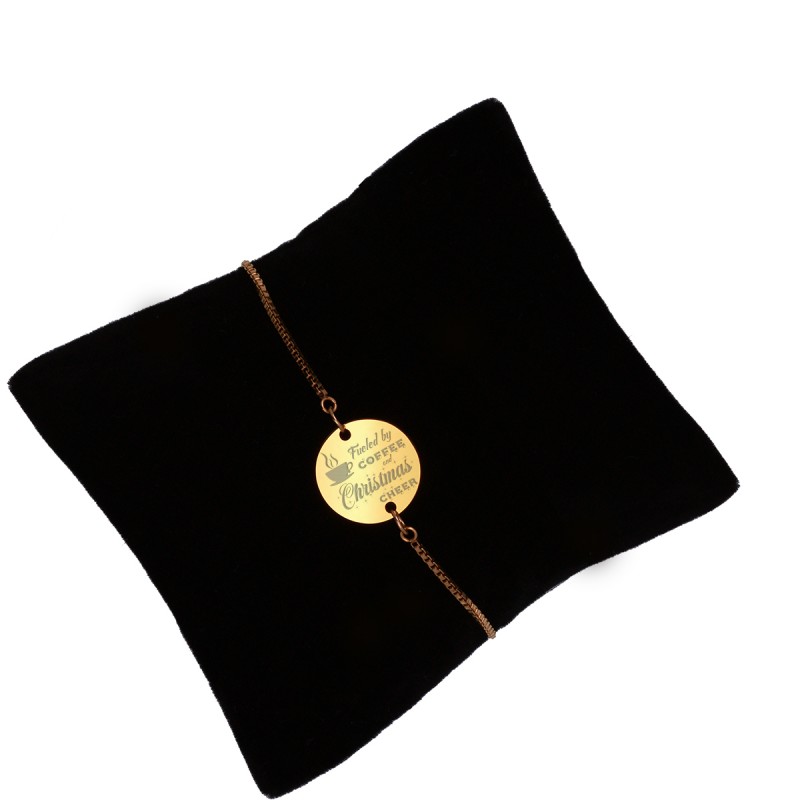 Bratara Gravata Aurie din Inox Rotund Christmas & Coffee