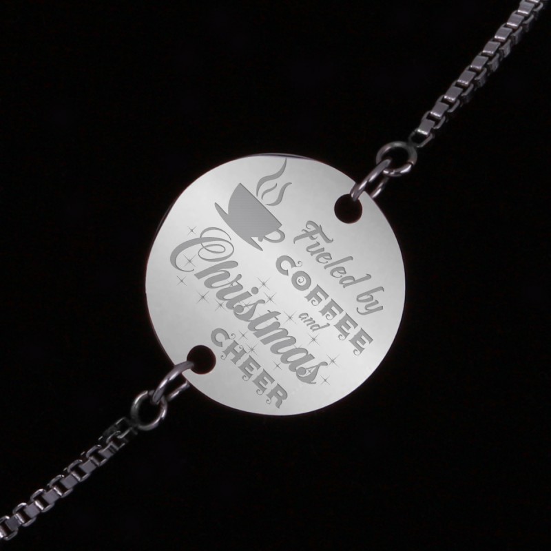 Bratara Gravata Argintie din Inox Rotund Christmas & Coffee