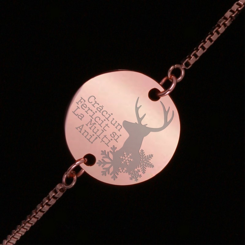 Bratara Gravata Rose Gold din Inox Rotund Urari de Sarbatori