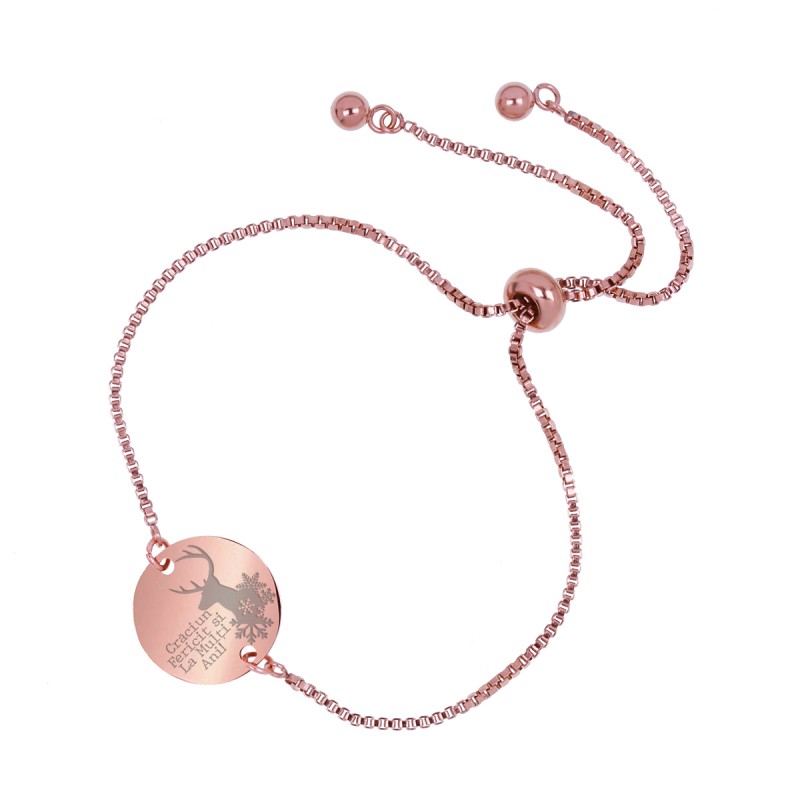 Bratara Gravata Rose Gold din Inox Rotund Urari de Sarbatori