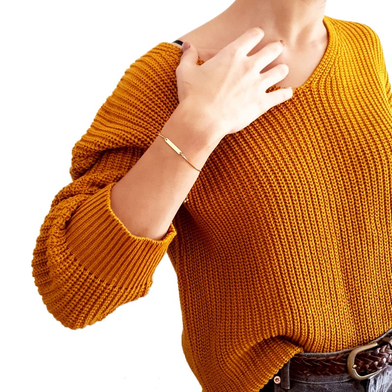 Bratara Gravata Aurie din Inox Placuta Sarbatori Fericite