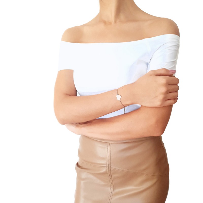 Bratara Gravata Argintie din Inox Inima Don't Stop Believing