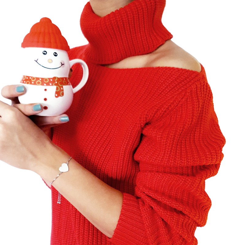 Bratara Gravata Argintie din Inox Inima Dear Santa