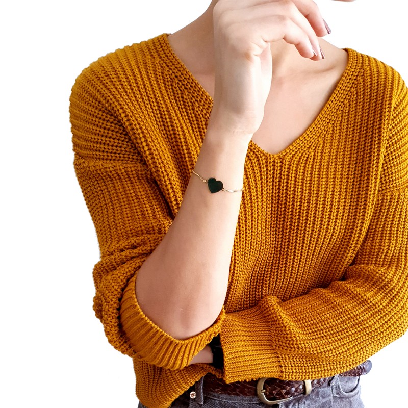 Bratara Gravata Aurie din Inox Inima New Nice