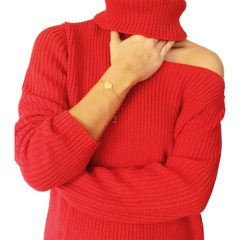 Bratara Gravata Aurie din Inox Inima Naughty but Nice