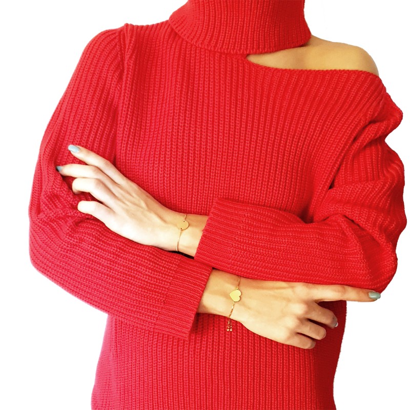 Bratara Gravata Aurie din Inox Inima Gingerbread Lover