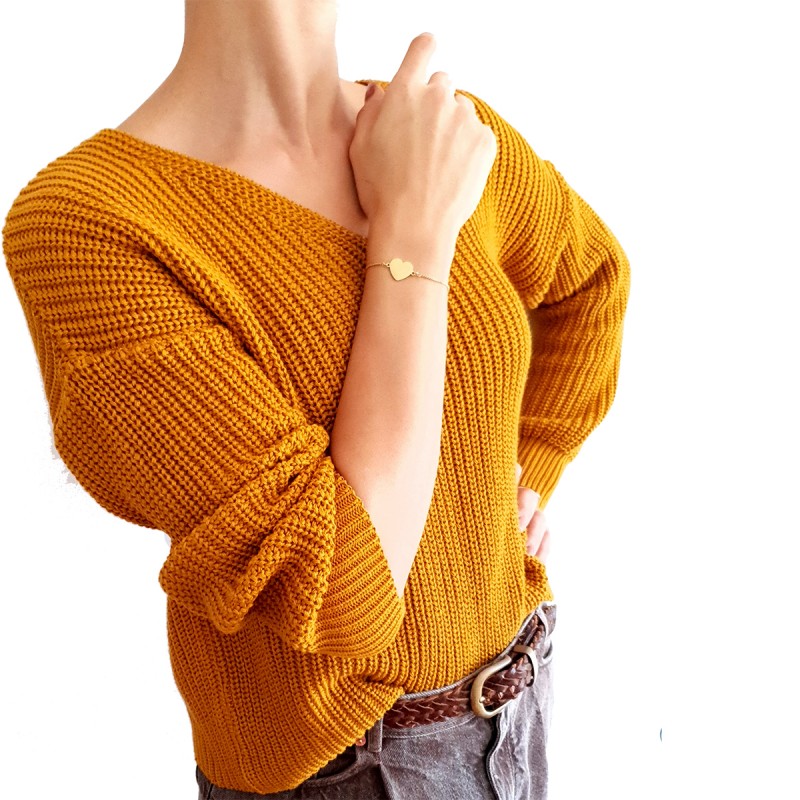 Bratara Gravata Aurie din Inox Inima Craciun Fericit Nasa