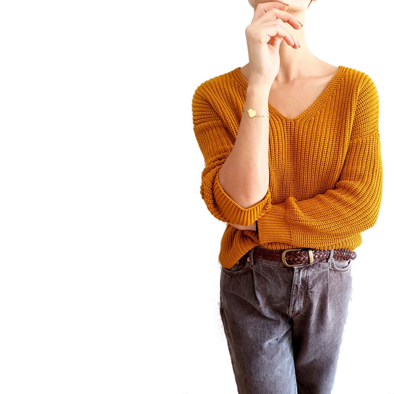 Bratara Gravata Aurie din Inox Inima Craciun Fericit Nasa