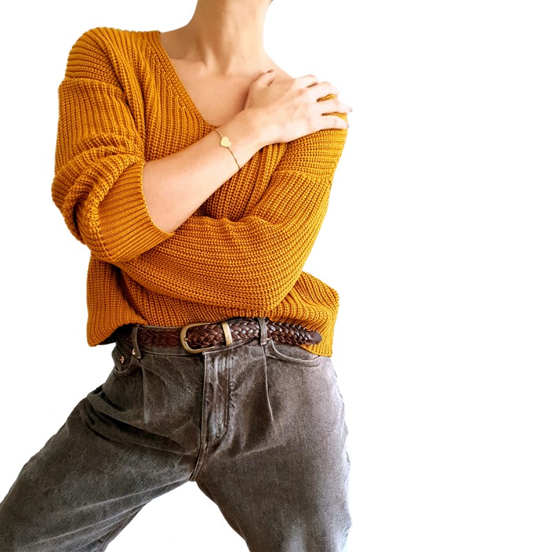 Bratara Gravata Aurie din Inox Inima Craciun Fericit Mama