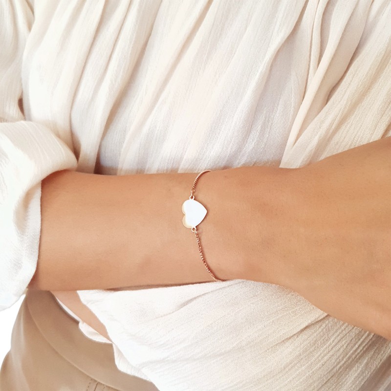 Bratara Gravata Rose Gold din Inox Inima Clopotei