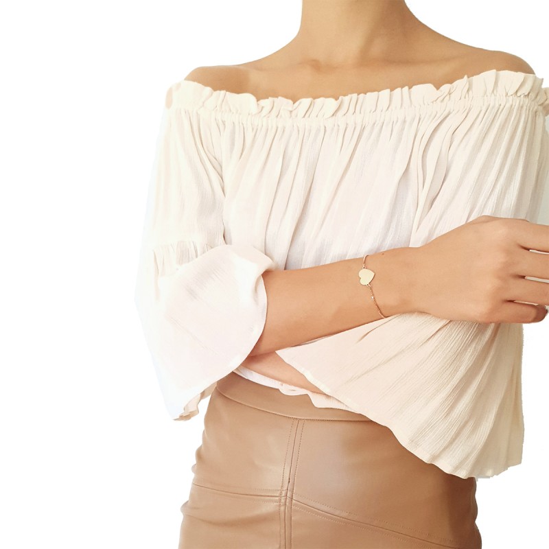 Bratara Gravata Rose Gold din Inox Inima Piciorus de Bebe